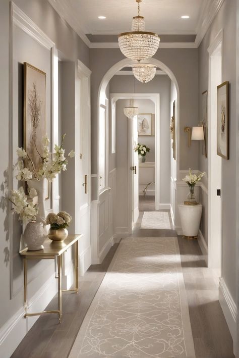 1. HallwayDecor
2. InteriorDesignInspiration
3. PaintFinishIdeas
4. HomeRenovationTips Modern Classic Hallway, Best Color For Hallway, Home Decor With Character, Hallway Color Ideas Painting, Front Room Colours, Modern Vintage Hallway, Outside House Colour Ideas, Hallway Ideas Luxury, Elegant Hallways Interior Design