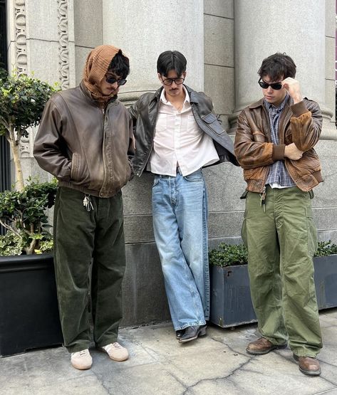 Layering Outfits Men, Baggie Jeans Outfit, Baggy Jeans Outfits, Leather Jacket Outfit Men, Outfits Men Streetwear, Baggy Jeans Outfit, Men Street Fashion, Leather Jacket Style, Street Fashion Men Streetwear