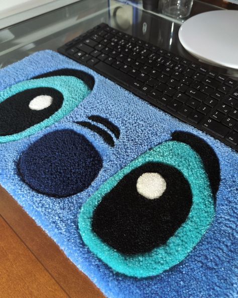 Stitch Keyboard Rug 🫣 . . . #tuftingrug #customrugs #handmade #homedecoration #interiordesign #embroidery #stitch #liloandstitch #disneygram #cartoons #keyboard #gaming #pcgamer #craft Tufted Keyboard Rug, Keyboard Rug Ideas, Stitch Keyboard, Keyboard Rug, Stitch Rug, Tufting Diy, Artistic Rugs, Punch Embroidery, Keyboard Gaming