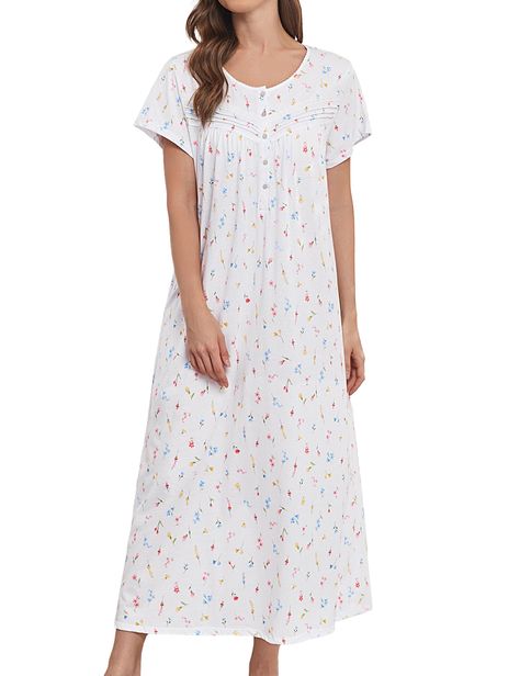 PRICES MAY VARY. 【Women's nightgowns sleepshirts】The women's cotton nightgown is made of 100% cotton material and is knitted. Soft and comfortable, lightweight and breathable, non pilling, not easily wrinkled, the clothes are quite spacious and stylish. There are two options for knitting and weaving, providing you with the best wearing experience. 【Design of cotton nightgown】The round neck design just reveals the beautiful collarbone,Lace decoration and pleated design make the chest no longer mo Cotton Nighties, Cotton Nightgown, Nightgowns For Women, Lace Decor, Women's Nightgowns, Lightweight Shorts, Linen Women, Neck Designs, Night Dress