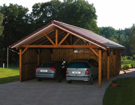 Carport with attached storage Construction Garage, Wooden Carports, Carport Modern, Building A Carport, Modern Carport, Carport With Storage, Diy Carport, Wooden Storage Sheds, Carport Kits