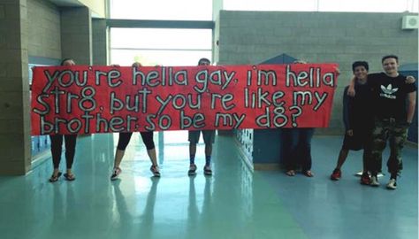 Gay Prom, Cute Prom Proposals, Asking To Prom, Gay Best Friend, Dance Proposal, Sadie Hawkins, Prom Couples, School Prom, Army Pants