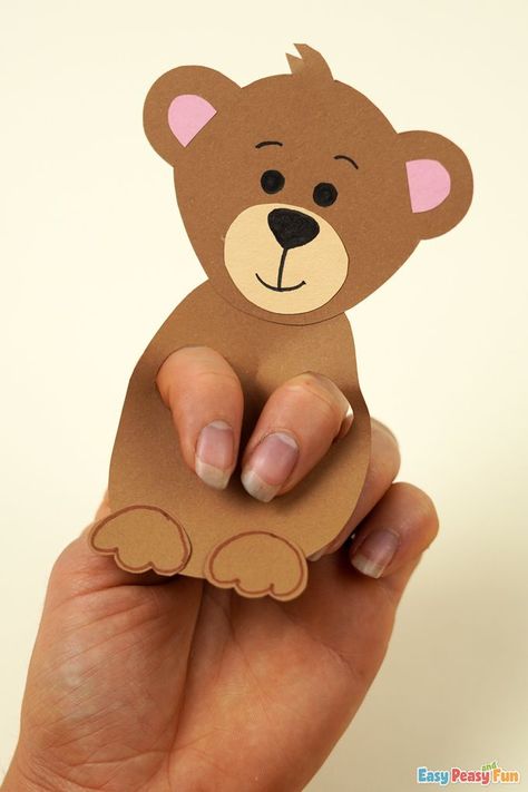 Bear Crafts Preschool, Bear Puppet, Puppet Template, Winter Crafts Preschool, Teddy Bear Crafts, Puppets For Kids, Fun Fall Crafts, Puppet Crafts, Cool Paper Crafts