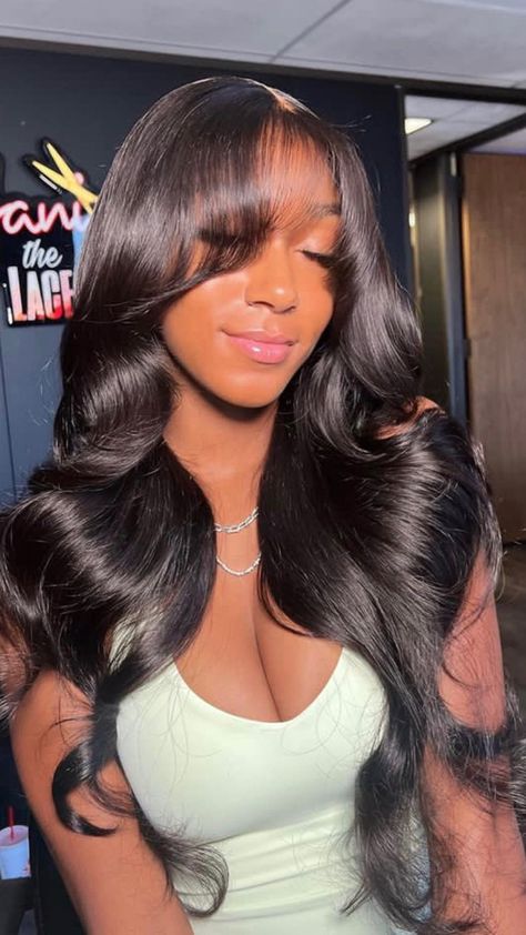 Sew In With Bangs, Hd Lace Frontal Wigs, Frontal Wig Hairstyles, Wigs Straight, Sew In Hairstyles, Birthday Hairstyles, Hd Lace Frontal, Closure Wigs, Prom Hairstyles For Long Hair