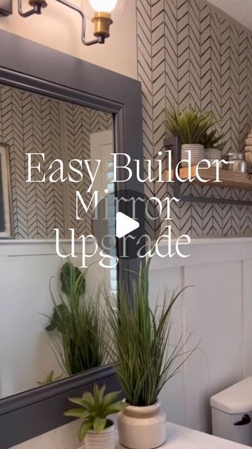 Marian Holden on Instagram: "I can’t believe it’s been a year since I finished my bathroom and my mirror frame hack went viral. I think everybody loves a quick and easy and very inexpensive diy project. This one gives a lot of bang for the buck! You can choose any molding you like. I use baseboard molding. And you can either match the cabinetry or choose a more unique finish. You are only limited by your imagination! 🙌 #designerstouch #diy #diyprojects #diyhomeprojects #mirror #homehacks #designonadime #molding #bathroomremodel #bathroominspo #mirrorframe #diybathroom #bathroomdecor #bathroomdesign #bathroommakeover" Diy Mirror Frame Bathroom, Mirror Upgrade, Baseboard Molding, My Mirror, Bathroom Mirror Frame, Mirror Frame Diy, My Bathroom, Mirror Frame, Diy Mirror