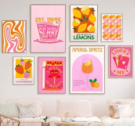 Lemon Artwork, Aperol Spritz Poster, Sangria Drink, Kitchen Bar Decor, Bar Home Decor, Poster Decorations, Retro Cartoon, Bar Home, Club Bar