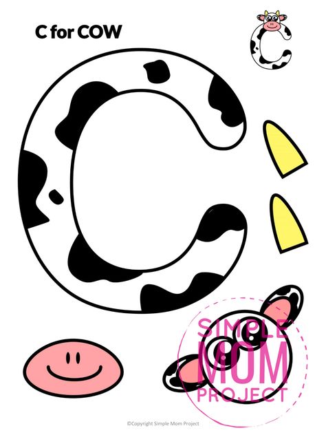 Are you looking for a fun, cute and creative way to teach the uppercase letter C? Use this fun preschool free printable cow letter C craft activity. It is an easy way to make learning simple and fun at the same time. Your kindergarten students will also love making this fun printable letter C cow craft. C For Cow Craft, C Is For Cow Craft, C Is For Craft, Letter C Craft, C Craft, Letter F Craft, Letter C Activities, Letter C Crafts, Printable Cow