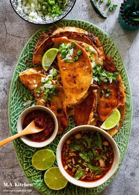 House Of Yumm Birria Tacos, Authentic Quesabirria Tacos Recipe, Birria Meat, Quesabirria Tacos, Dinner Party Dishes, Beef Steaks, Leftover Steak, Adobo Recipe, Birria Tacos