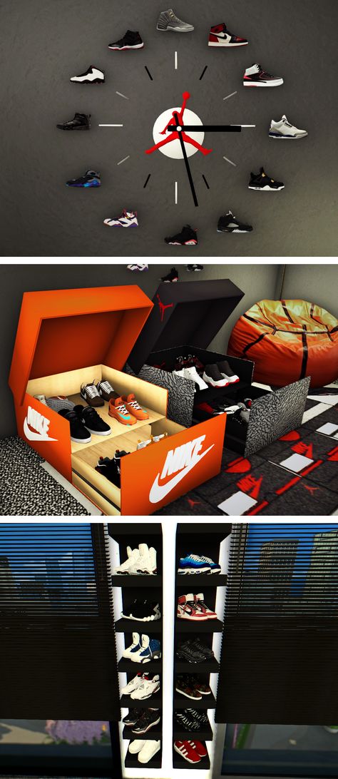 Sneakerhead ConnectJordan ClockJordan Storage BoxNike Storage Box12 Deco SneakersSearch 'Ebonix' in Buymode100% Ebonix Made100% Ebonix SlayedDownloadSimfilesha Los Sims 4 Mods, Muebles Sims 4 Cc, Sims 4 Bedroom, Sims 4 Clutter, Teen Boy Room, Sims 4 Cc Shoes, Free Sims 4, Sims 4 Game Mods, Sims 4 Expansions