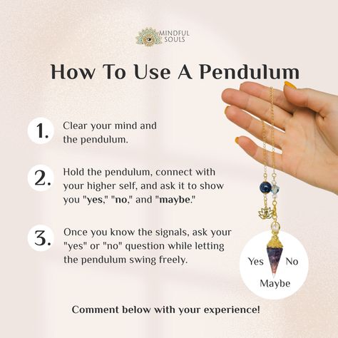 Swinging into the Realm of Pendulum Wisdom! 🔮✨

Discover the incredible power of this divination tool and learn how to use this ancient tool to answer life's questions. 💫

Ready to tap into your inner wisdom? 🤔
Learn how to use it with us!

Discover more in our BIO🙏🏻 Ancient Tools, Crystal Pendulum, Life Questions, Inner Wisdom, Divination Tools, Clear Your Mind, Spiritual Jewelry, All Craft, Crystals And Gemstones