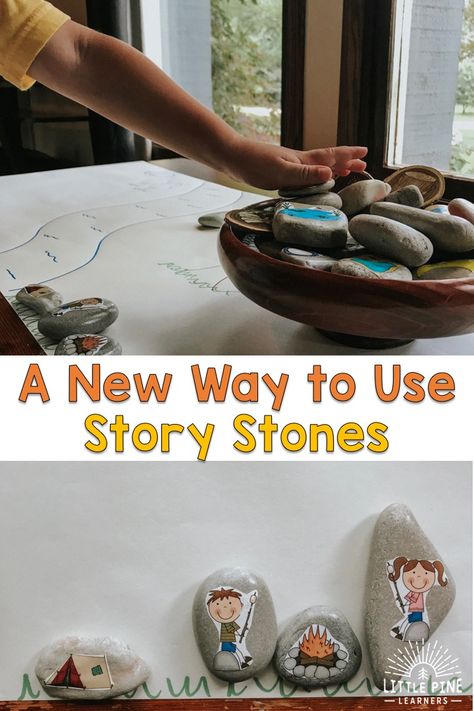 A New Way to Use Story Stones • Little Pine Learners Story Stones Ideas, Story Telling Activities, Forest School Activities, Story Props, Story Stone, Aktiviti Kanak-kanak, Story Stones, Story Activities, Outdoor Activities For Kids