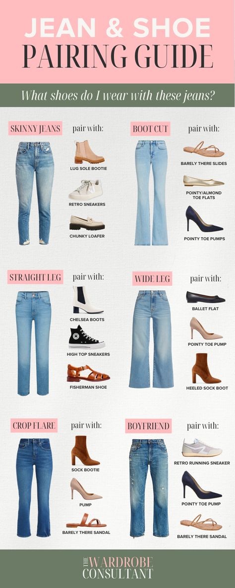 The Ultimate Guide To Matching Your Shoes To Your Jeans — The Wardrobe Consultant दरवाजा डिजाइन, Wardrobe Consultant, Mode Tips, Mode Costume, Fashion Capsule Wardrobe, Fashion Top Outfits, Fashion Vocabulary, Everyday Fashion Outfits, Mode Boho