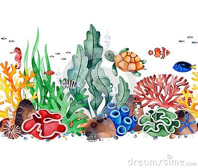 Coral Reef Drawing, Coral Drawing, Coral Reef Art, Sea Creatures Art, Underwater Painting, Coral Art, Sea Life Art, Underwater Art, Underwater Creatures