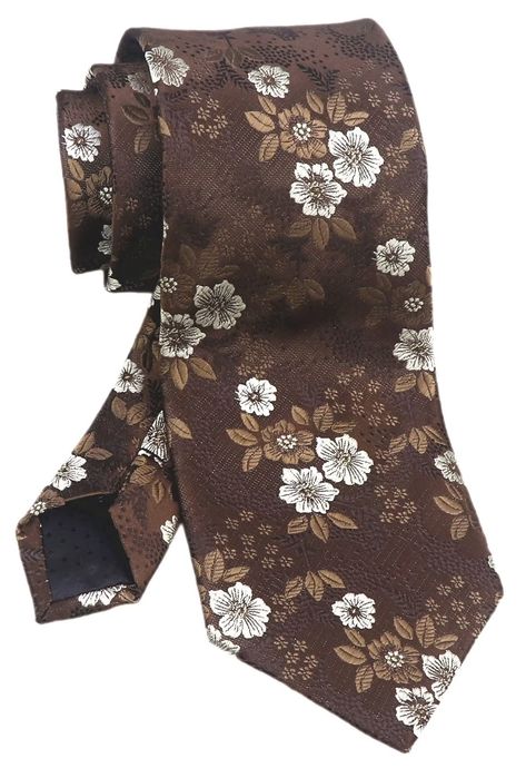 PRICES MAY VARY. Length: 57"/145cm, Skinny Width: 3.15"/8cm, Business fashion floral slim necktie, suitable for mens, youth and Big boys, Color: Various Color to choose, Material: care-free microfiber polyester, Dry cleaning, low temperature ironing. Brown colored tie by Vizakiss designer. The delicate pattern of white flowers reminds of a subtle floral design. It is a perfect tie for the tan colored suit worn on a sunny day. This tie also looks great during the fall and winter season when match Mens Floral Tie, Floral Ties, Floral Necktie, Plaid Tie, Purple Tie, White Shirt Dress, Olive Color, Brown Floral, Tie Dress