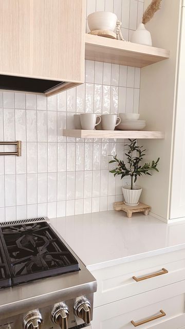 White herringbone backsplash