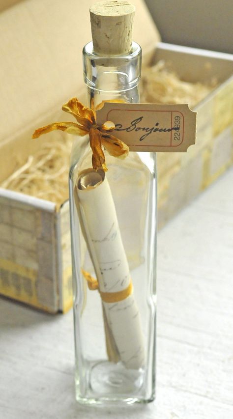 messageinabottle1 10 Inspiring Designs for Your Next Direct Mail Campaign #advertising Direct Mail, Message In A Bottle, Bottle Gift, Patterned Paper, Decoration Table, Glass Bottle, Craft Stores, Graduation Gifts, Save The Date