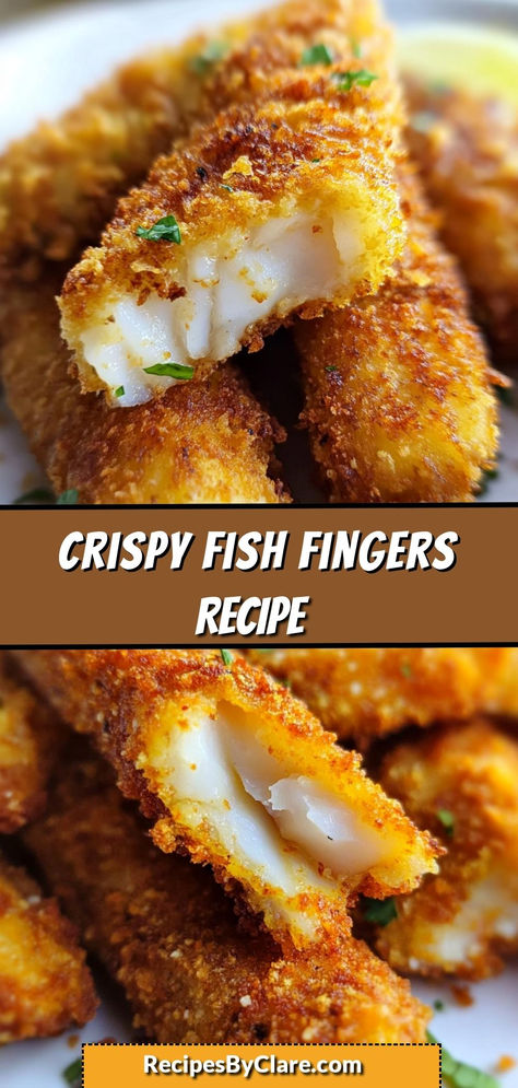 Golden and crispy fish fingers that are easy to make and perfect for any meal—serve them with your favorite dipping sauce for a delicious treat!

Ingredients:

1 lb white fish fillets (such as cod or haddock), cut into strips
1 cup all-purpose flour
1 cup panko breadcrumbs
¼ cup grated Parmesan cheese
These crunchy fish fingers are coated in a flavorful Parmesan panko mixture and fried to perfection, making them an irresistible option for lunch, dinner, or even a tasty snack! Crispy Fish And Chips, Crispy Fish Recipes, Crispy Fried Fish Recipes, Fish Stick Recipes, Panko Fried Fish, Fish Tenders, Fish Fingers Recipe, Crunchy Fish, Crispy Fried Fish