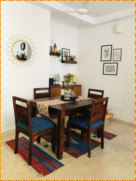 Dining Area Design India, Indian Dining Room Design, Small Dining Room Design Indian, Small Dining Area Ideas In Living Room, Indian Dinning Room Ideas, Dining Table Decor Indian Home, Small Living Room Ideas Indian, Dining Room Indian, Small Living Room Decor Indian