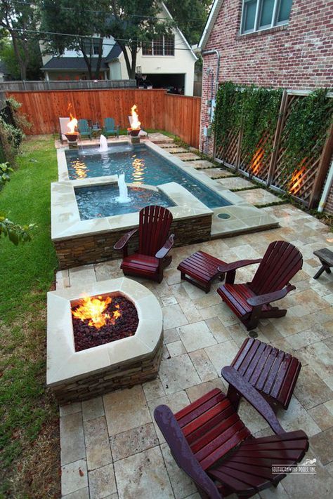 18 Gorgeous Plunge Pools For Tiny Backyard Design Per Patio, Small Pool Design, Beautiful Yards, Small Pools, Small Yard, Small Pool, Plunge Pool, Swimming Pool Designs, Small Backyard Pools