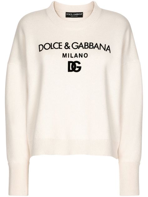 Dolce And Gabbana Clothes, Dolce Gabbana Sweater, Cashmere Jumper, Dolce E Gabbana, Fashion Fits, Western Dresses, Dolce & Gabbana, White Sweaters, Outfits Casuales