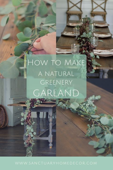 How To Make A Eucalyptus Garland, Diy Greenery Table Runner Wedding, Table Garland Diy, Diy Greenery Table Runner, Diy Flower Garland Wedding Table Runners, Eucalyptus Garland Table Runner Wedding, How To Make Wedding Garland, How To Make A Table Garland, How To Make Flower Garland