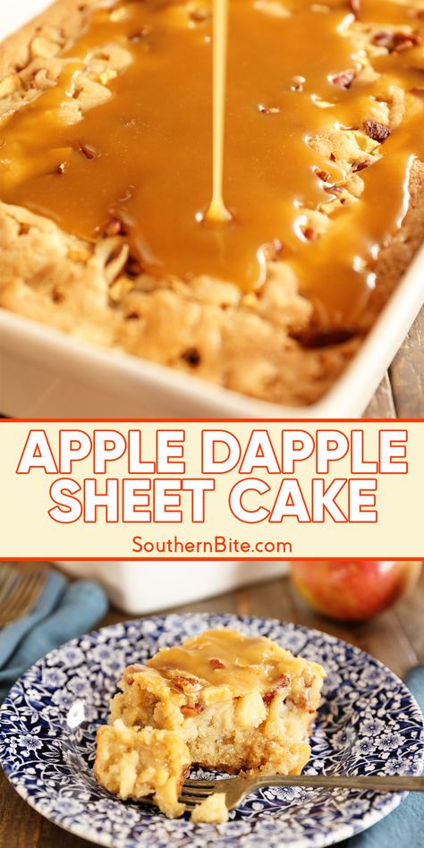 Apple Dapple Sheet Cake Brown Sugar Caramel Sauce, Apple Dapple Cake, Apple Dapple, Fried Desserts, Brown Sugar Caramel, Cake Bundt, Apple Treats, 1950s Food, Tube Pan