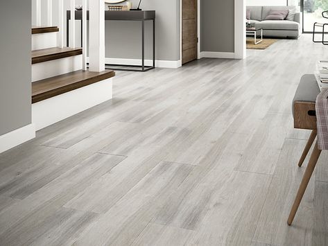 B&q Laminate Flooring, Grey Wood Floors Kitchen, Flooring Ideas Vinyl, Vinyl Wood Planks, Grey Laminate Flooring, Inexpensive Flooring, Transition Flooring, White Wood Floors, Grey Wood Floors