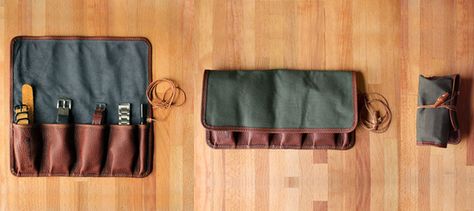 Diy Leather Goods, Watch Roll Case, Watch Roll, Duck Canvas, American Leather, Watch Gifts, Leather Travel, Leather Diy, Watch Case