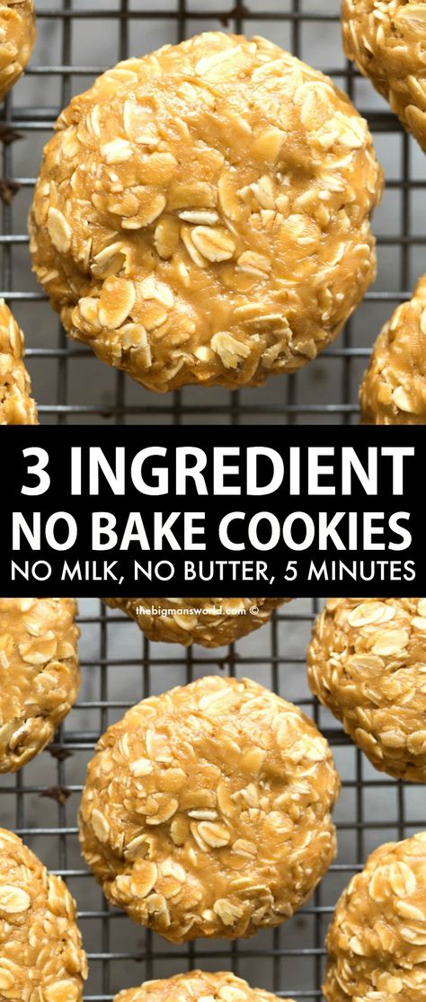 Peanut Butter Cookies 3 Ingredient, Cookies 3 Ingredients, Peanut Butter No Bake Cookies, 3 Ingredient Cookies, Healthy Oatmeal Cookies, Healthy Cookie, Peanut Butter No Bake, Peanut Butter Oatmeal Cookies, Frozen Cookies