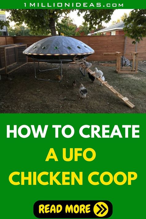 Creating a UFO-shaped chicken coop is a fun and unique project that can not only provide shelter for your feathered friends but also serve as a conversation starter in your backyard. Inspired by such a thing, the couple in the article, who possess artistic skills and a deep interest in UFOs, made the decision to build a coop that would truly be extraordinary - a UFO Chicken Spaceship Coop. Ufo Chicken Coop, Chicken Shelter, Be Extraordinary, Chicken Garden, Alien Spaceship, Animal Shelters, Chicken Coop Plans, Diy Chicken Coop, Chicken House