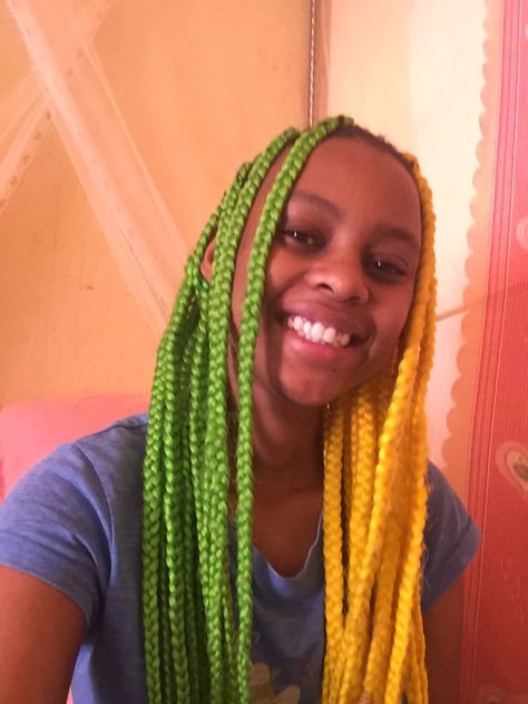 Braids Green Box Braids, Yellow Braids, Cool Makeup Looks, Green Box, Box Braids, Best Makeup Products, Crochet Scarf, Hair Inspiration, Makeup Looks