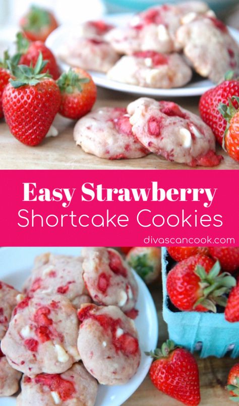 Easy Strawberry Shortcake Cookies | Old Fashioned Strawberry Shortcake Cookies! �� �� �� �� �� �� �� ��  #cookies #strawberry #shortcake #chewy #dessert #dessertrecipes #strawberryshortcake Shortcake Cookies, Strawberry Shortcake Cookies, Easy Strawberry Shortcake, Divas Can Cook, Puppy Chow, Easy Strawberry, Strawberry Desserts, Köstliche Desserts, Easy Cookie Recipes