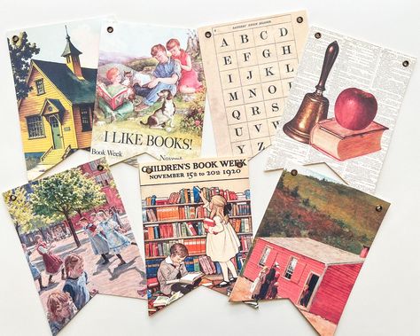 Back To School Garland, School Garland, Vintage School Decor, Homeschooling Space, Vintage Classroom Decor, Back To School Displays, Vintage Classroom, Back To School Banner, Vintage Journaling