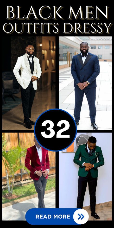 Discover 32 fashionable and versatile black men outfits that exude style and sophistication. From casual streetwear to sharp formal ensembles, these outfit ideas cater to various occasions and preferences. Elevate your wardrobe with these trendy and dapper looks designed to make a statement. #blackmenfashion #menswear #stylishoutfits #fashionformen #mensfashioninspiration Dinner Party Suits Men, Gala Men’s Outfit, Black Men’s Holiday Outfit, Mens Gala Attire For Men, Winter Formal Outfits Men High School, Formal Dinner Outfit Men, Men Style Classy Elegant, Semi Formal Men Outfit Party, Black Men Outfits Dressy