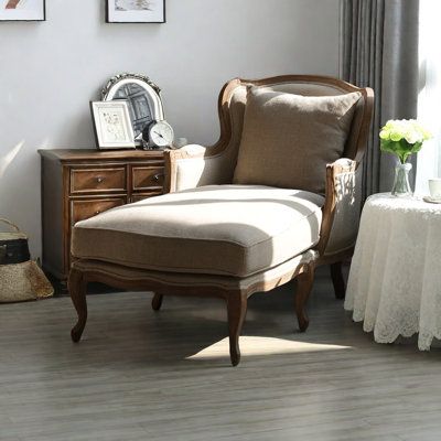 Embrace the classic, enjoy elegance. This vintage chaise lounge carries the mark of time, allowing you to revisit refined living and experience comfort and prestige. Smith Thera Upholstery Color: Beige | Smith Thera Vintage Indoor Chaise Lounge Upholstered Chaise Lounge brownWood in Beige | 36.81" H X 27.17" W X 58.27" L | Wayfair Cane Chaise Lounge, Narrow Chaise Lounge, Antique Reading Chair, Chaise Lounge Reading Nook, Chairs In Bedroom, Loft Reading, Vintage Chaise Lounge, Modern French Country Decorating, Chaise Lounge Living Room