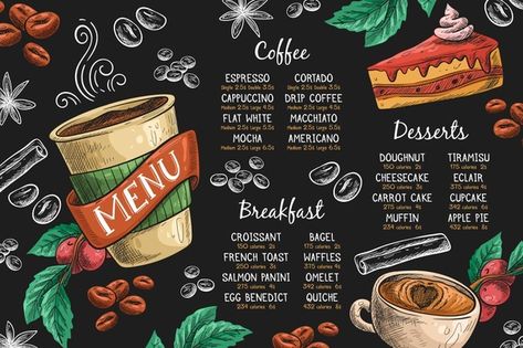 Free Vector | Modern restaurant menu for burgers Bagel French Toast, Mocha Desserts, Breakfast Cupcakes, French Toast Waffles, Tiramisu Cheesecake, Custom Menu, Carrot Cake Cupcakes, Bakery Ideas, Menu Boards