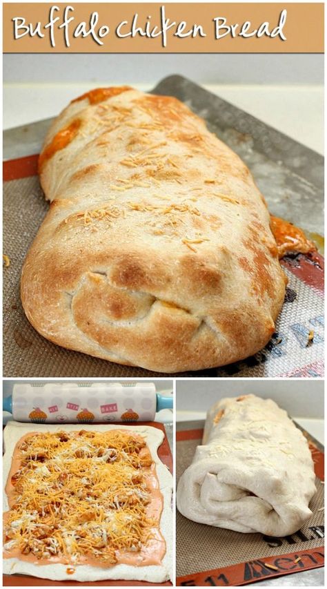 Buffalo Chicken Bread is easy to make at home & better than take-out! | Persnickety Plates Buffalo Chicken Bread, Buffalo Chicken Calzone, Garbage Bread, Buffalo Chicken Rolls, Persnickety Plates, Chicken Bread, Spicy Buffalo Chicken, Buffalo Chicken Recipes, Buffalo Chicken Pizza