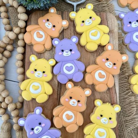 Andre Cookies (@andre.cookies) • Instagram photos and videos Care Bear Cakes, Kawaii Cookies, Candy Decorations Diy, Care Bear Party, Teddy Bear Cookies, Cookie Images, Edible Favors, Childhood Characters, Sugar Cookie Icing