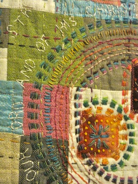 Boro Stitching, Textile Art Embroidery, Kantha Embroidery, Sashiko Embroidery, Contemporary Embroidery, Crazy Quilting, Japanese Embroidery, Kantha Stitch, Collage Wall