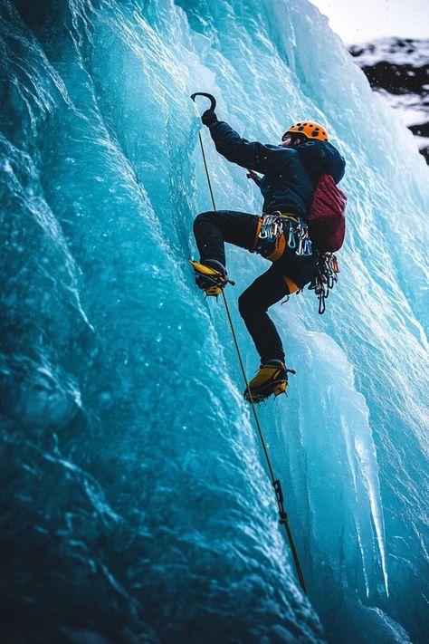 "🧗‍♂️❄️ Embrace the thrill of ice climbing in Iceland! Scale stunning glaciers and ice formations amidst otherworldly landscapes. Swipe for essential tips and breathtaking icy adventures! 🌨️🏔️ #Iceland #IceClimbing #AdventureTravel" Climbing Photoshoot, Colorado Life, Ice Formations, Adventure Bucket List, Ice Climbing, Dream Board, Aesthetic Girl, Iceland, Adventure Travel