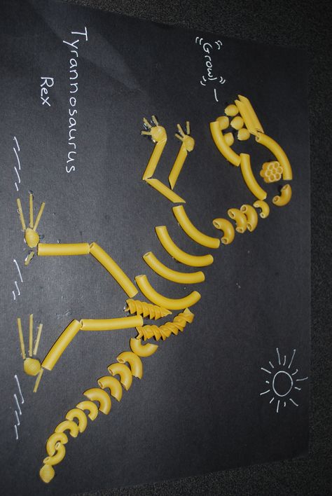 Pasta Skeleton, Dino Craft, Pasta Crafts, Skeleton Craft, Halloween Pasta, Dinosaur Projects, Pasta Art, Dinosaurs Preschool, Dinosaur Activities