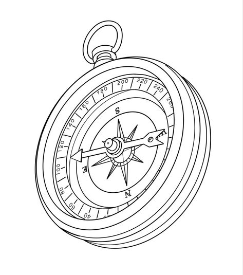 Old Compass Drawing, Compass Tattoo Outline, Compass Tattoo Stencils For Men, Realistic Compass Tattoo, Nautical Compass Drawing, Compass Drawings, Compass Tattoo Stencil, Compass Outline, Compass Tattoo Drawing