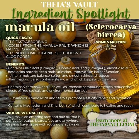 March's Ingredient Spotlight is Marula Oil! We use that in our face and hair oil. Marula Oil, Environmental Damage, Linoleic Acid, Clogged Pores, Reduce Inflammation, Improve Skin, Hair Oil, Amino Acids, Smooth Skin