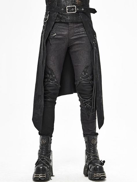 Male Skirt, Punk Shorts, Rock Style Outfits, Outfits Edgy, Skirt With Belt, Fashion Male, Gothic Clothing, Half Skirt, Gothic Punk