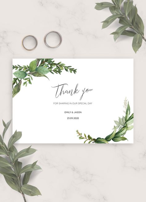 Green Floral Wedding Thank You Card is designed to help you thank your guests for attending your wedding and sharing the moments of happiness with you. This Thank You Card template is 100% customizable. You can customize the text as well as move the elements of design around to make sure it matches...  #onplanners Thank You Card Design Wedding, Thank You Cards For Wedding, Thank You Card For Wedding, Wedding Thank You Card Design, Thank You For Attending Wedding, Thank You Wedding Cards, Thank You Card Wedding, Thanks Card Wedding, Undangan Diy