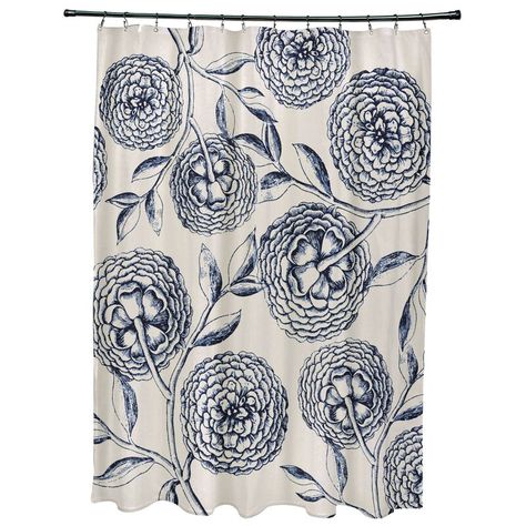 Laurel Foundry Modern Farmhouse Dorthy Antique Flowers Print Single Shower Curtain & Reviews | Wayfair Reclaimed Wood Vanity, Antique Flowers, Southern Elegance, Blue Shower Curtains, Antique Mirror Wall, Flower Shower Curtain, White Sheer Curtains, Blue Antique, Flower Shower