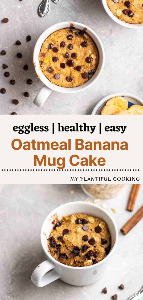 Banana Oat Mug Cake, Oats Mug Cake, Oat Mug Cake, Mug Cake Eggless, Banana Mug Cake, Vegan Mug Cakes, Chocolate Chip Mug Cake, Mug Cake Healthy, Easy Mug Cake