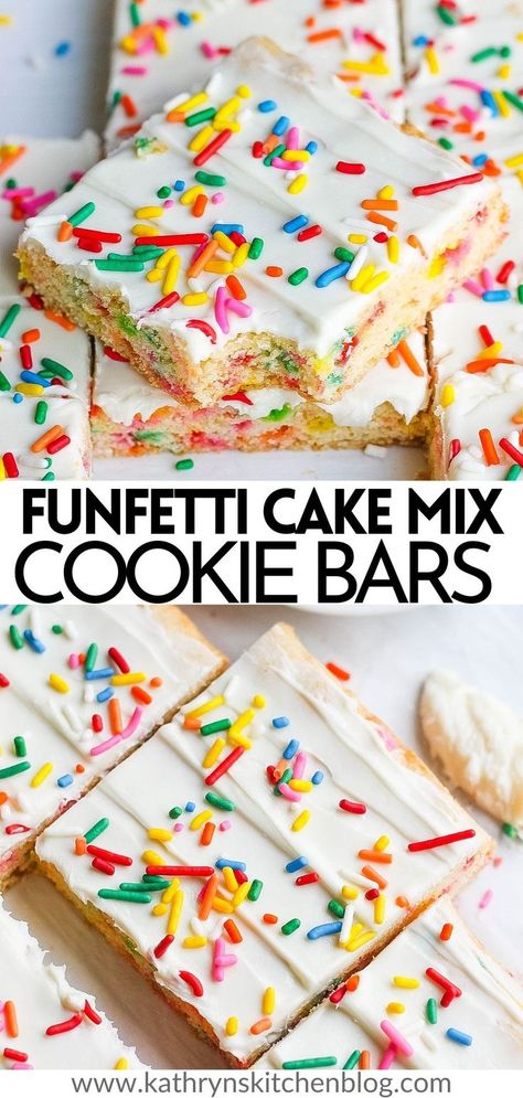 Funfetti Cake Mix Brownies, Recipes With Cake Batter Extract, What To Make With Funfetti Cake, Confetti Cookie Bars, Confetti Cake Mix Desserts, Confetti Cake Cookies Easy, Confetti Bars Recipes, Gluten Free Cake Mix Cookie Bars, Funfetti Brownie Bars