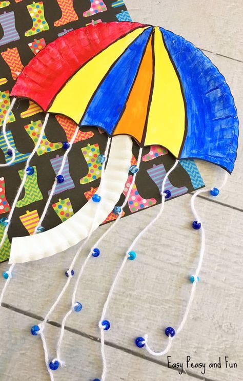 Spring Arts And Crafts, Umbrella Craft, April Activities, Weather Art, Weather Crafts, April Crafts, April Art, Butterfly Craft, Spring Craft