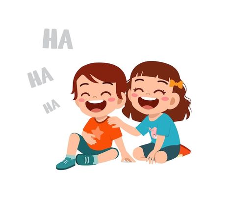 Laughing Illustration, Laugh Cartoon, Smile Illustration, Smile Drawing, Laugh Together, Friend Together, Friends Illustration, Friend Cartoon, Kids Vector